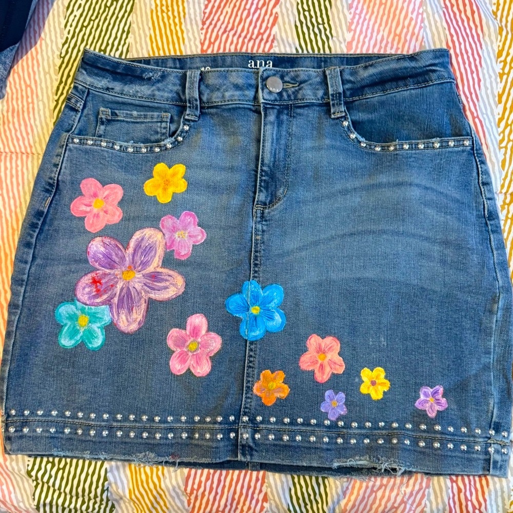 a.n.a Pink and Yellow Embellished Mini Skirt Casual Pencil